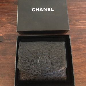 New Chanel Vintage Caviar Wallet- Black